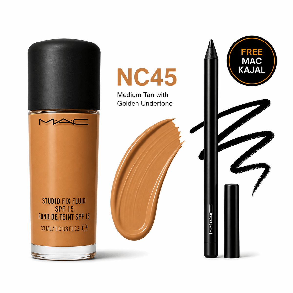 MAC Studio Fix Fluid Foundation SPF 15 – Get MAC Kajal FREE