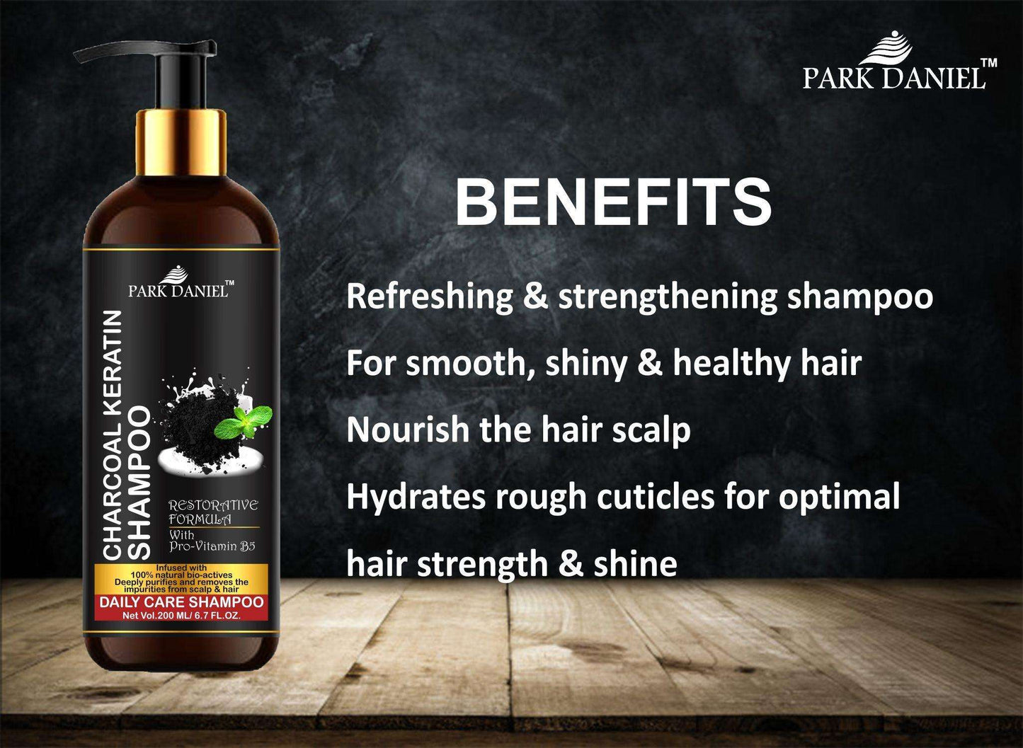 Park Daniel Natural Charcoal Keratin Shampoo - Daily Care Shampoo (200 ml)