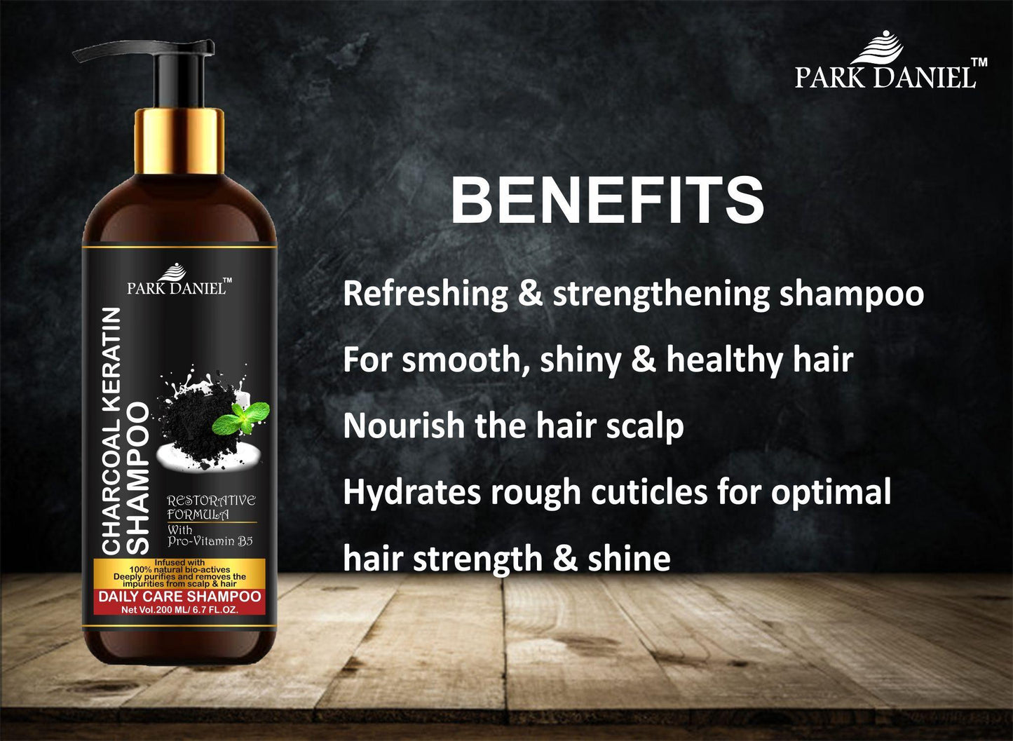 Park Daniel Natural Charcoal Keratin Shampoo - Daily Care Shampoo (200 ml)