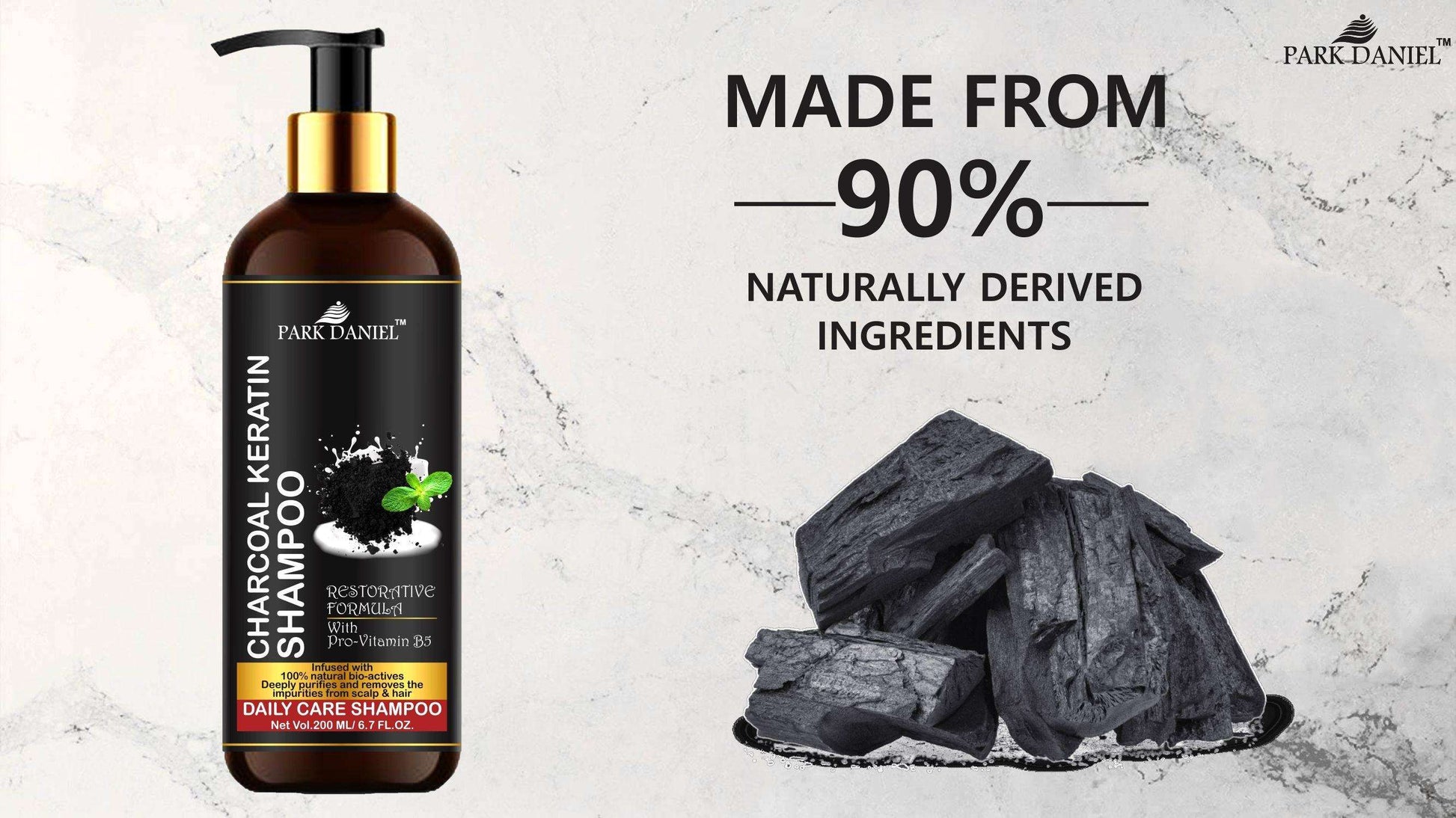 Park Daniel Natural Charcoal Keratin Shampoo - Daily Care Shampoo (200 ml)
