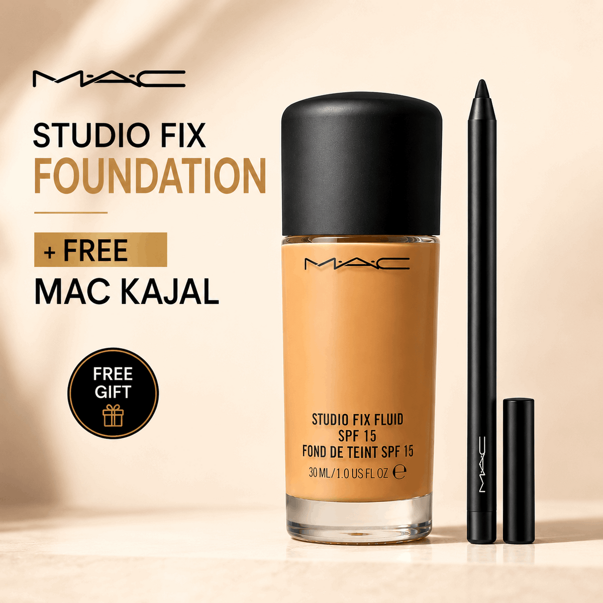 MAC Studio Fix Fluid Foundation SPF 15 – Get MAC Kajal FREE