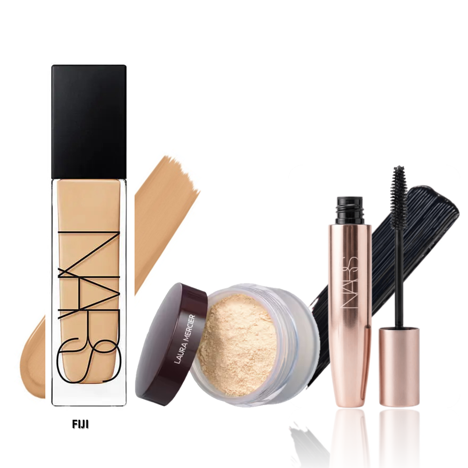NARS Foundation + Laura Mercier Loose Setting Powder + NARS Instant Volume Mascara Combo | Complete Glam Makeup Kit