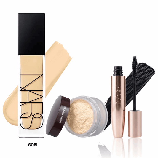 NARS Foundation + Laura Mercier Loose Setting Powder + NARS Instant Volume Mascara Combo | Complete Glam Makeup Kit