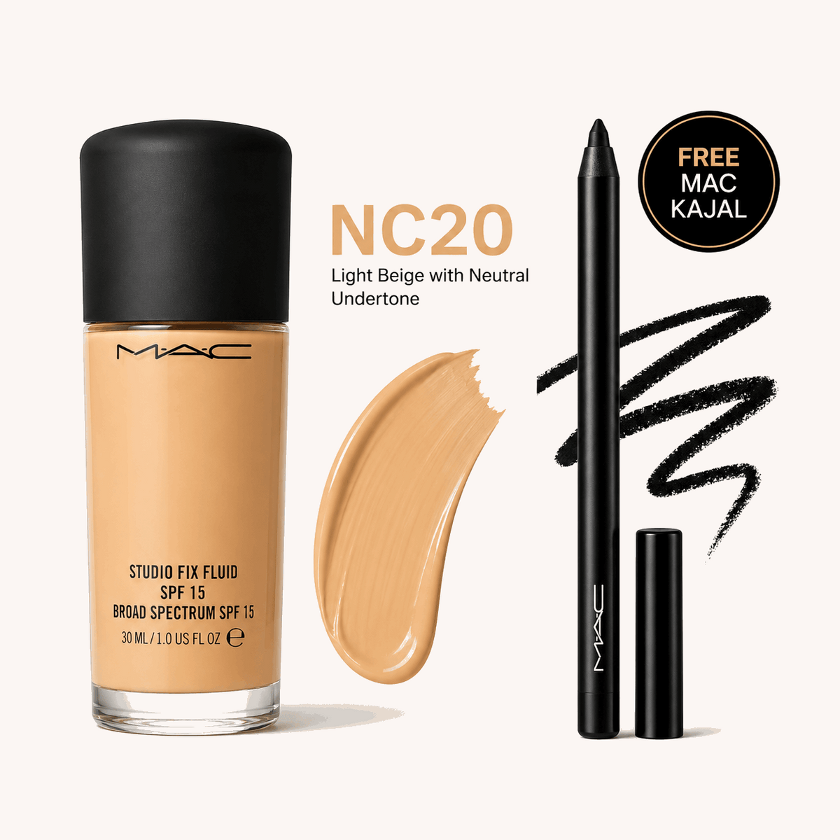 MAC Studio Fix Fluid Foundation SPF 15 – Get MAC Kajal FREE