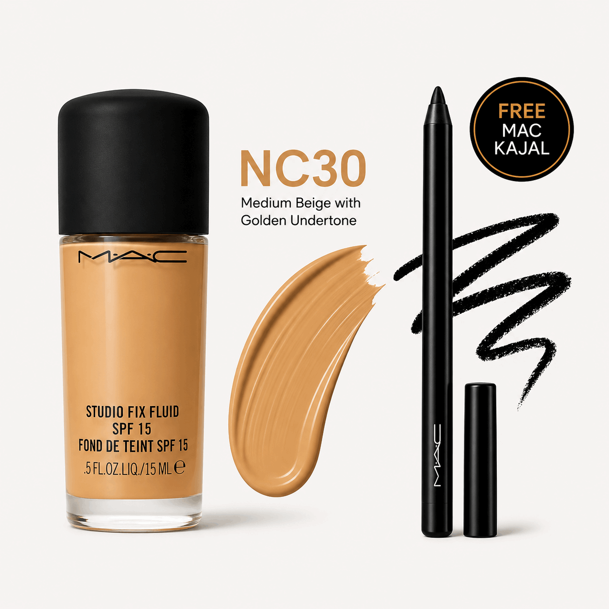 MAC Studio Fix Fluid Foundation SPF 15 – Get MAC Kajal FREE