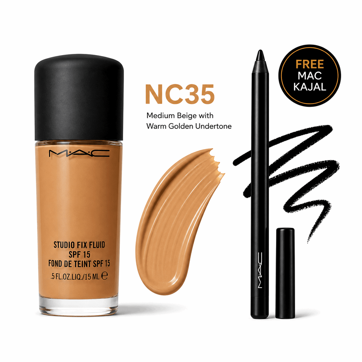 MAC Studio Fix Fluid Foundation SPF 15 – Get MAC Kajal FREE