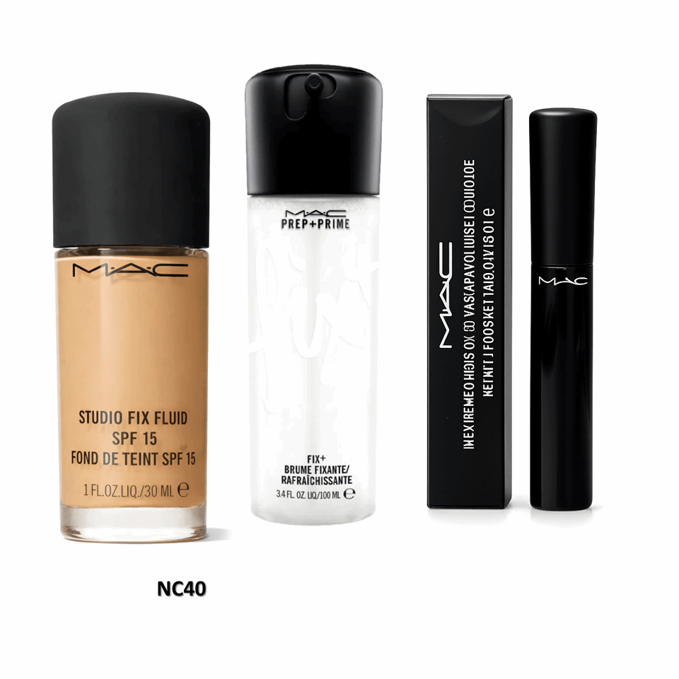 MAC Studio Fix Foundation + Fix+ Prep & Prime + MAC Mascara Combo
