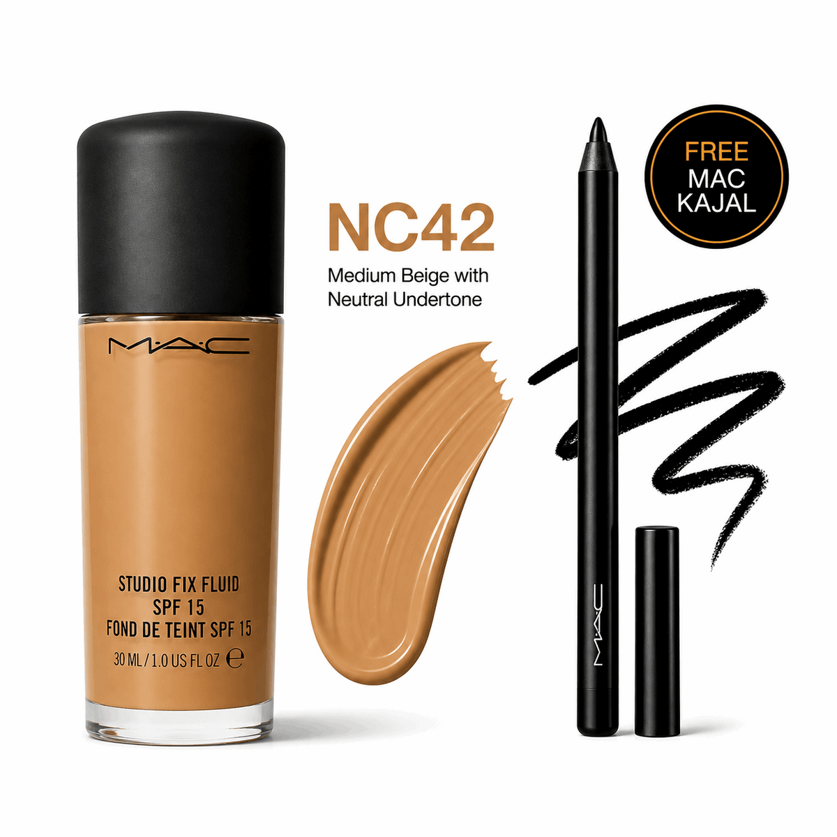 MAC Studio Fix Fluid Foundation SPF 15 – Get MAC Kajal FREE