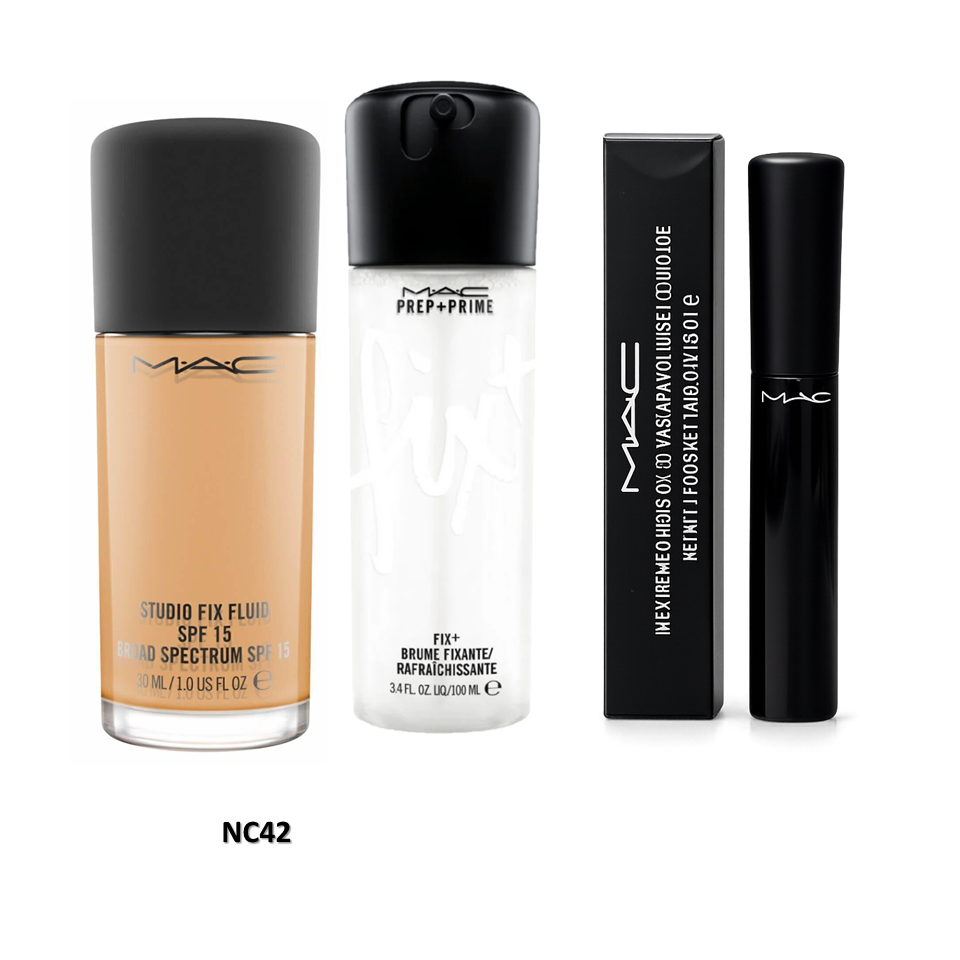 MAC Studio Fix Foundation + Fix+ Prep & Prime + MAC Mascara Combo
