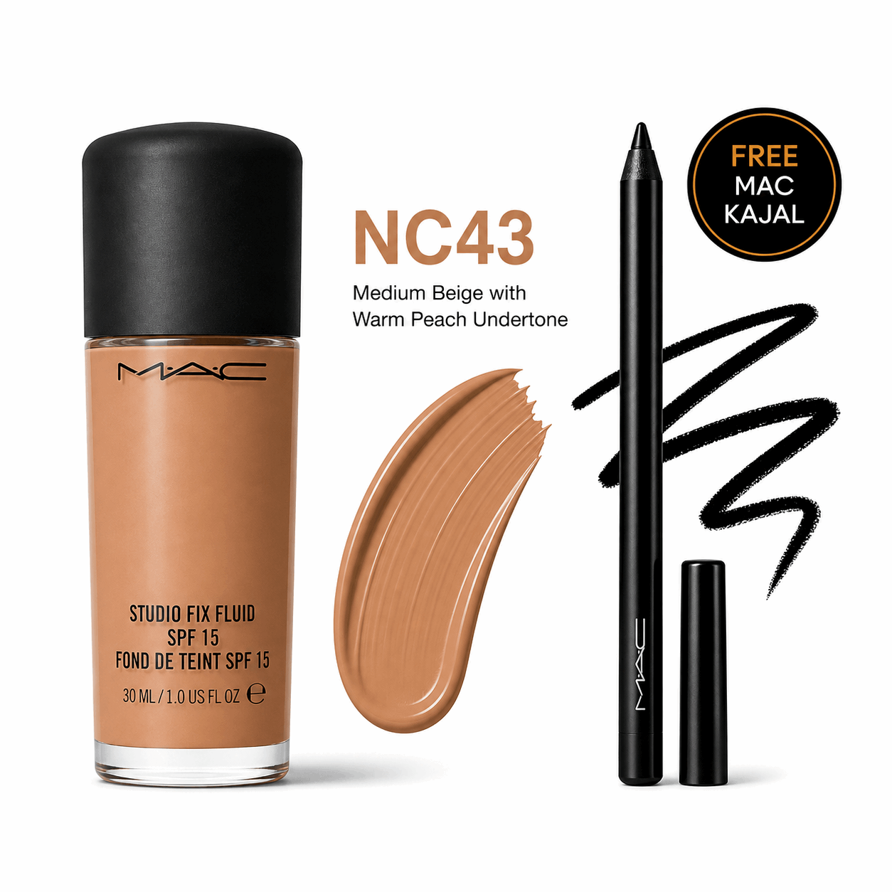 MAC Studio Fix Fluid Foundation SPF 15 – Get MAC Kajal FREE