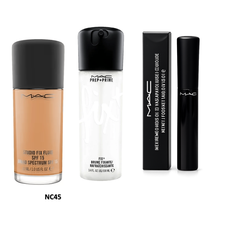 MAC Studio Fix Foundation + Fix+ Prep & Prime + MAC Mascara Combo