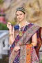 Paithani Cotton Silk Blue Zari Border Saree With Blouse