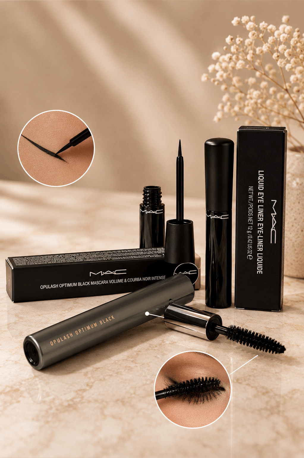 MAC Liquid Eyeliner + In Extreme Dimension 3D Black Lash Mascara Combo | Long Lasting Eye Makeup Duo