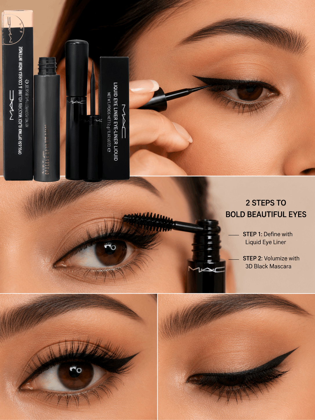 MAC Liquid Eyeliner + In Extreme Dimension 3D Black Lash Mascara Combo | Long Lasting Eye Makeup Duo