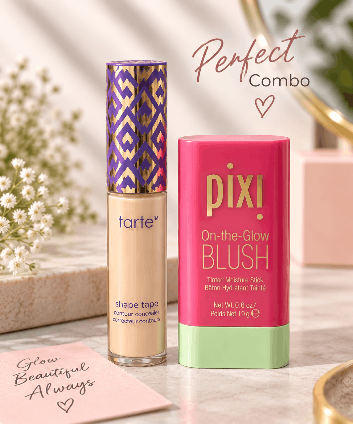 Tarte Shape Tape Concealer + Pixi Blush Combo (Worth ₹5,699 @ ₹1,599)