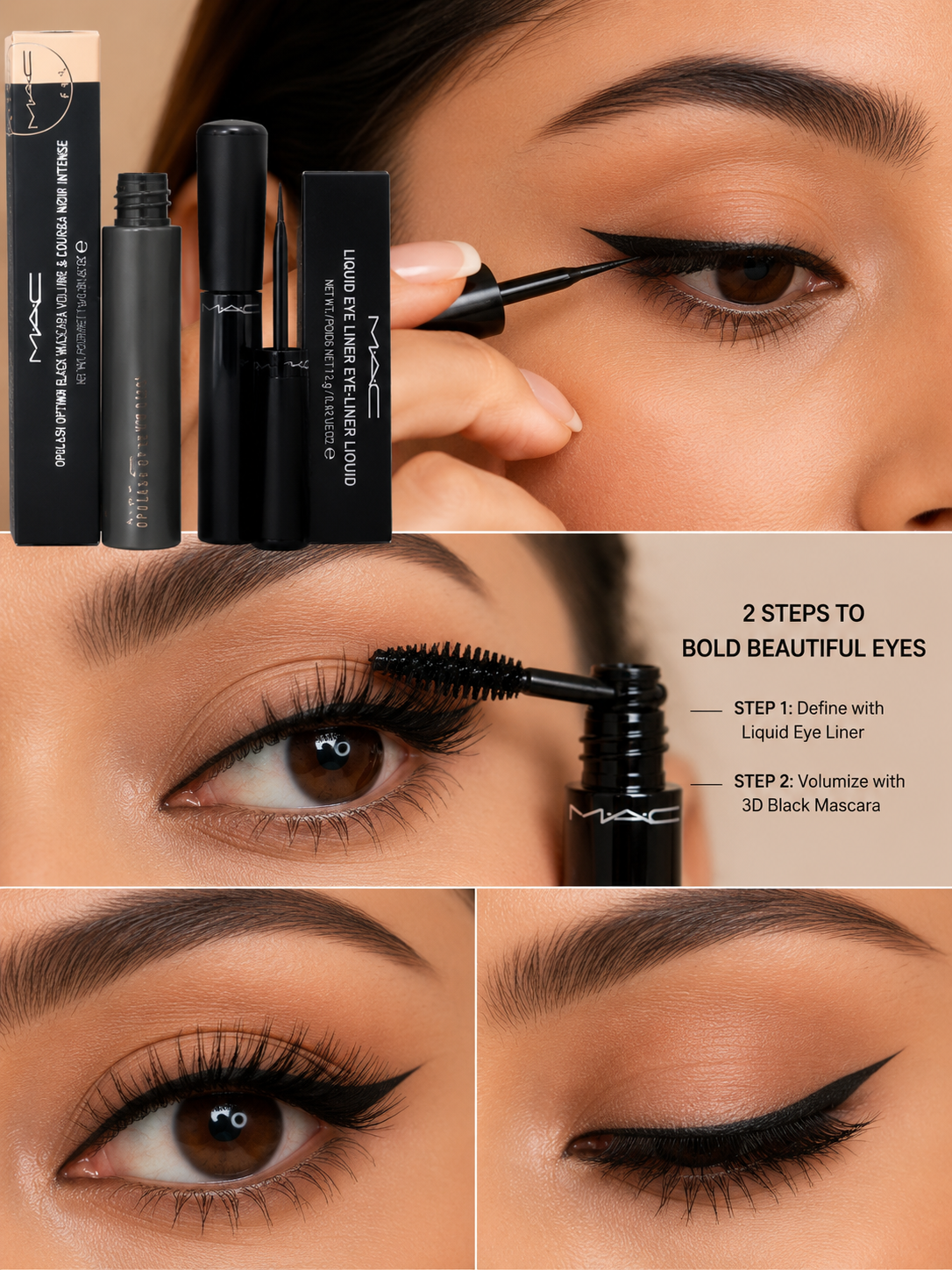 MAC Liquid Eyeliner + In Extreme Dimension 3D Black Lash Mascara Combo | Long Lasting Eye Makeup Duo